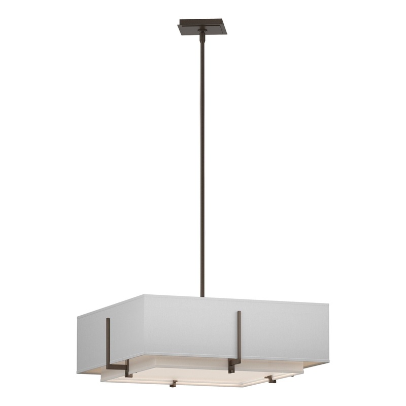 Exos Square Double Shade Pendant Bronze Natural Anna Inner Shade & Natural Anna Outer Shade
