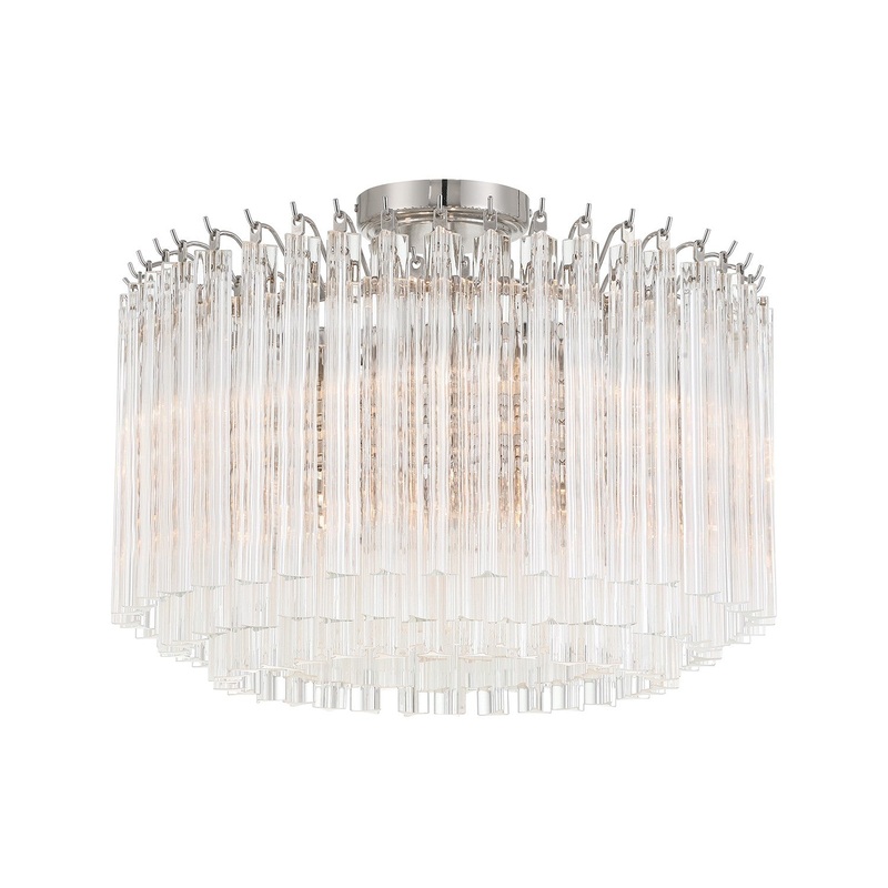 Five Light Semi Flush Mount from the Lofton Collection in Polished Nickel Finish by Crystorama