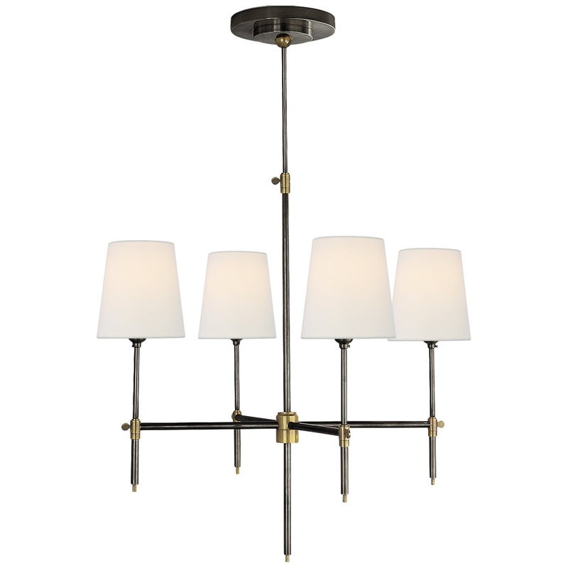 Four Light Chandelier from the Bryant Collection in Bronze and Hand-Rubbed Antique Brass Finish by Visual Comfort Signature
