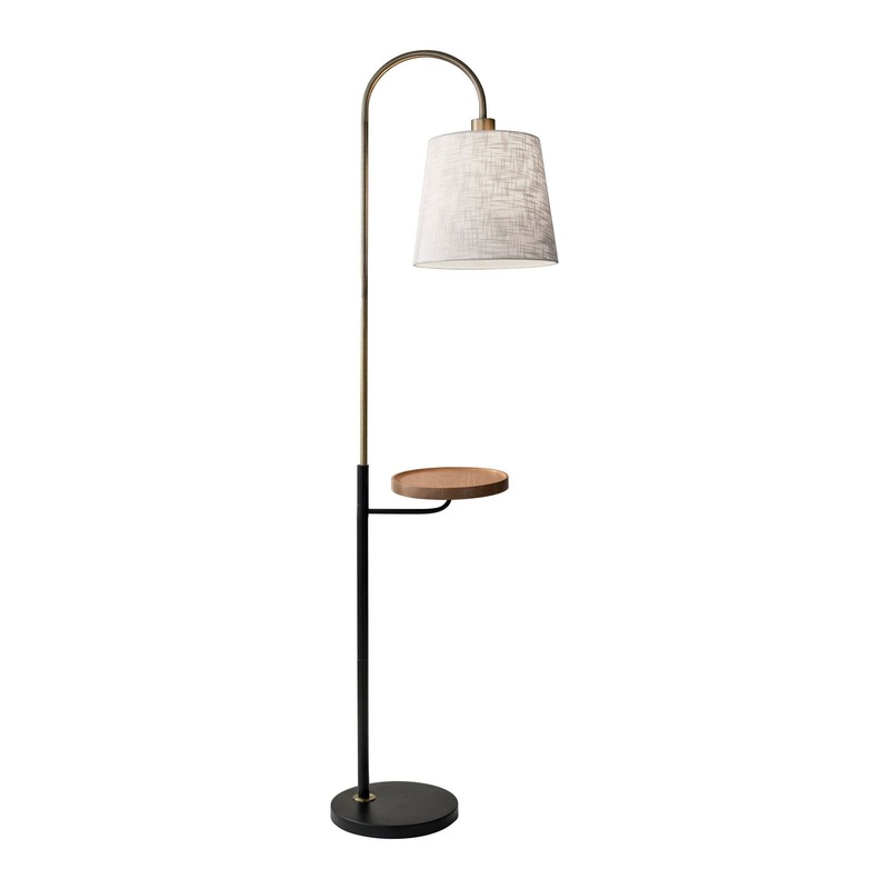 Jeffrey Shelf Floor Lamp Black/Antique Brass