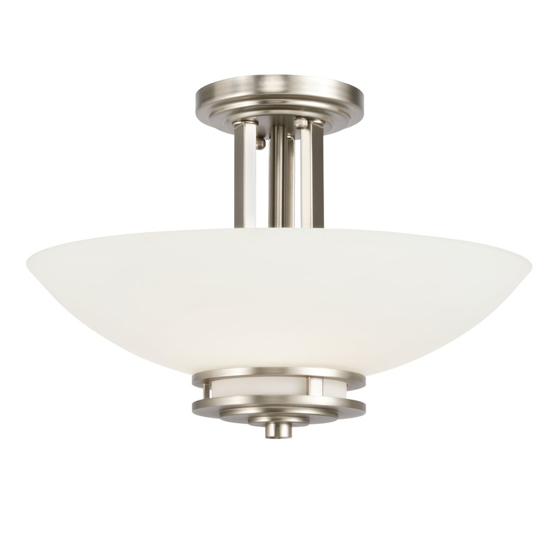 Kichler 3674NI Two Light Semi Flush Mount, Brushed Nickel