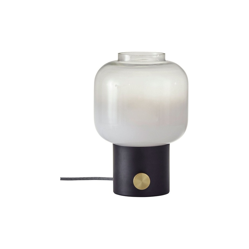 Lewis Table Lamp Matte Black with Antique Brass Accent