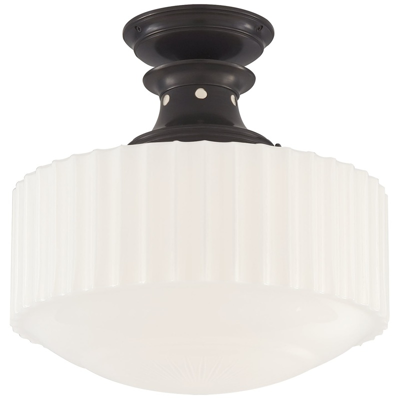 One Light Flush Mount from the Milton Road Collection in Bronze Finish by Visual Comfort Signature