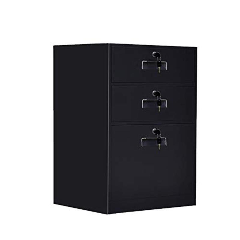 Schedario Classificatore Verticale Lock The File Cabinet, Classificatore Metallico A 3 Cassetti In Metallo Laminato, Non C’ Bisogno Di Assemblare, Con Ruote, Per Il Rack Di Archiviazione Aperto Della