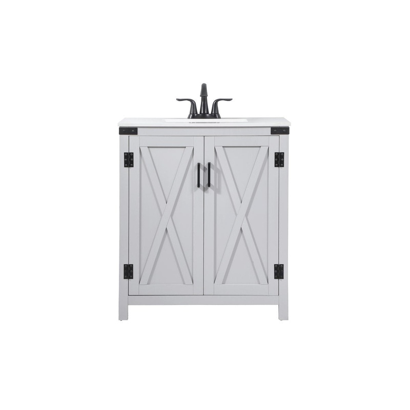 Single Bathroom Vanity from the Grant Collection in Grey Finish by Elegant Lighting