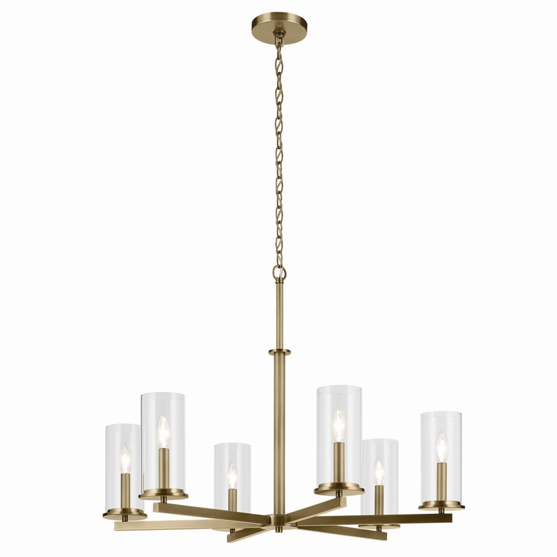 Six Light Chandelier from the Crosby Collection in Natural Brass Finish by Kichler