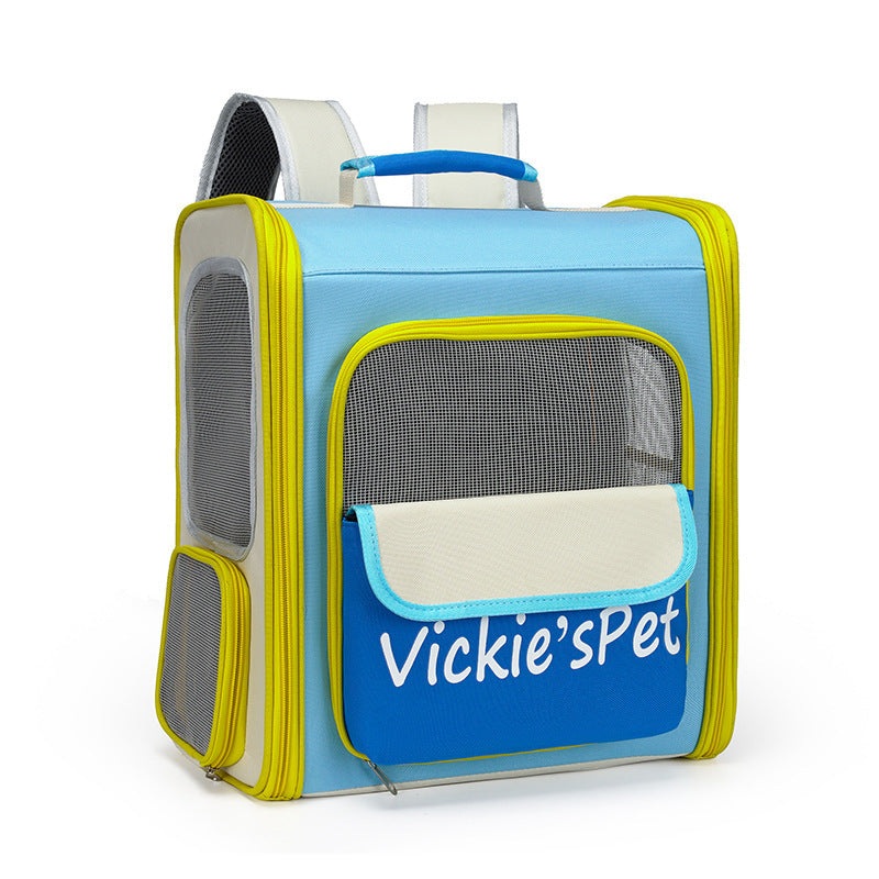 Breathable Pet Carrier Backpack – Large Capacity, Multiple Windows, Oxford Cloth(blue)