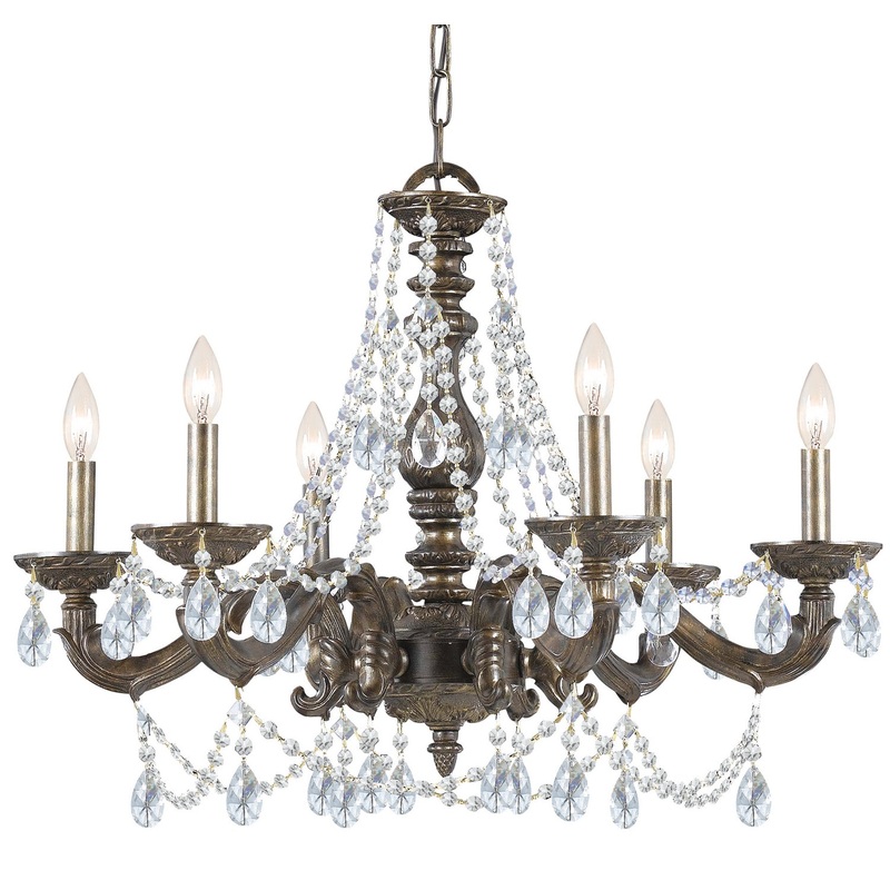 Crystorama 5026-VB-CL-S Paris Market Six Light Chandelier Venetian Bronze
