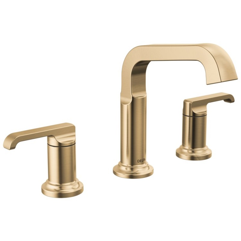 Lavatory Faucet Tetra Widespread 4-16 Inch Spread 2 Lever ADA WaterSense Lumicoat Champagne Bronze 1.2 Gallons per Minute 5-3/4 Inch
