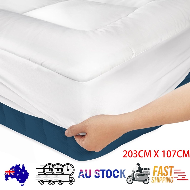 Luxury Mattress Topper Pillowtop Bedding Mat Pad Fitted Cover Underlay KING SINGLE