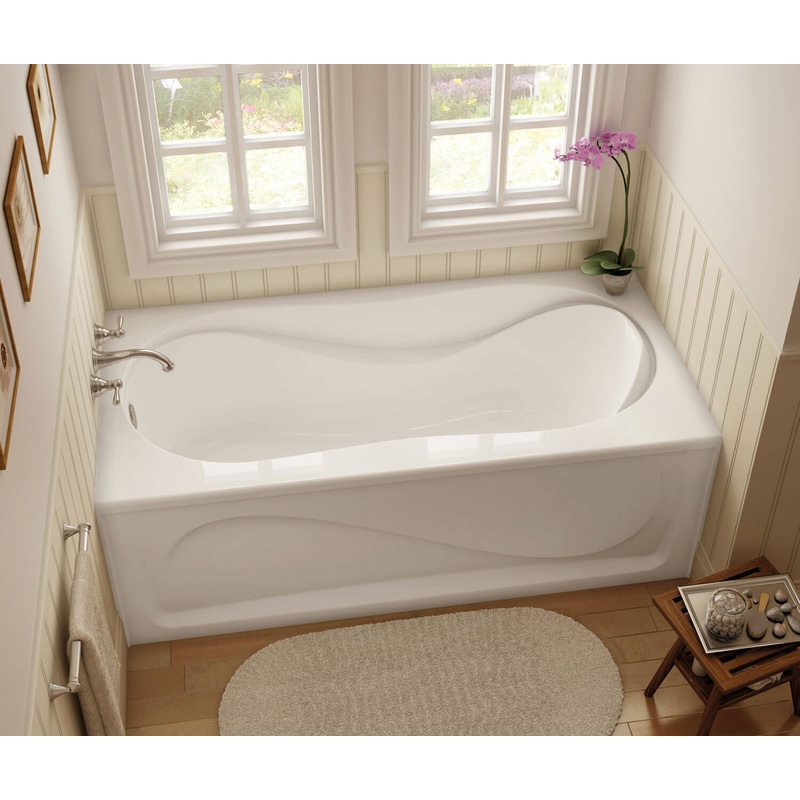 MAAX 105822-000-001-103 Cocoon 6030 IFS Acrylic Alcove Left-Hand Drain Bathtub in White