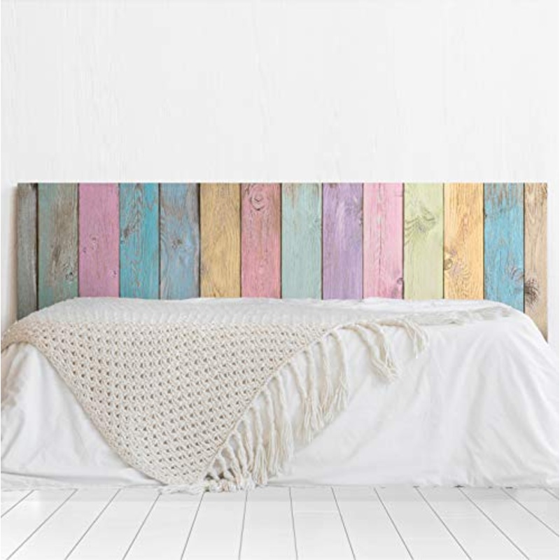 MEGADECOR Testiera per letto in PVC, decorativa, economica, struttura in legno, assi verticali di colori invecchiati, varie misure (200 cm x 60 cm)