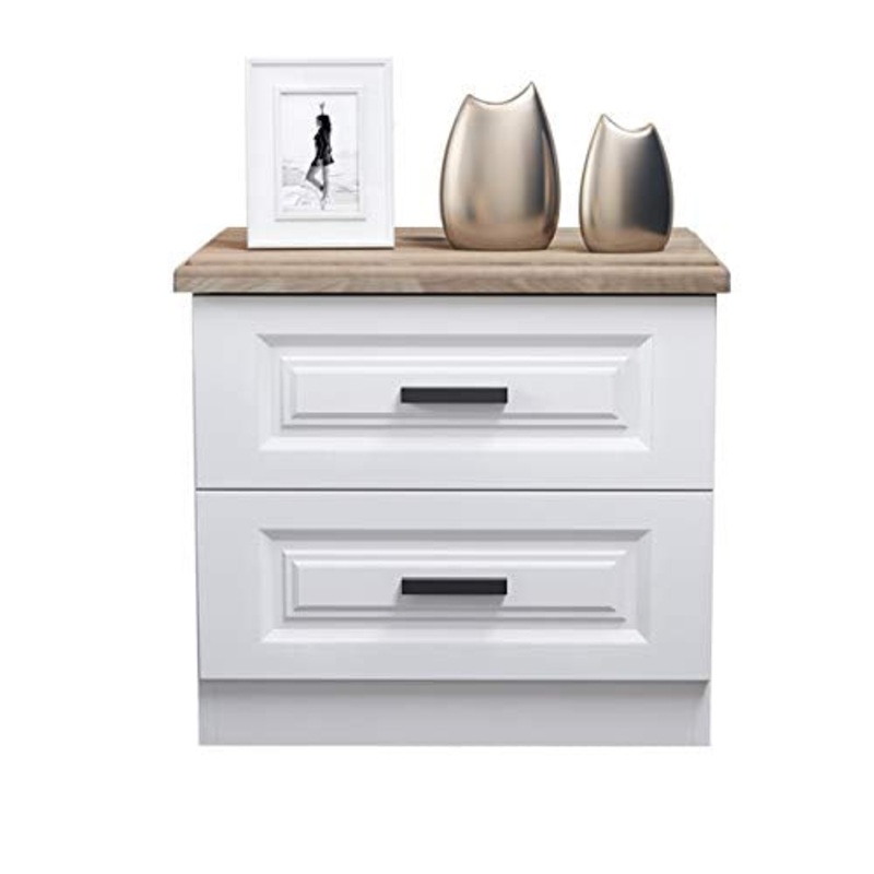 MHUI Comodino Comodino Comodino Camera da Letto in Legno Bianco con 2 Cassetti