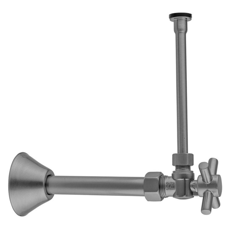 Toilet Supply Kit Quarter Turn Angle Pattern 5/8IN OD x 3/8IN OD 20 Inch Satin Gold Cross Compression Part Number 621-4-72CT