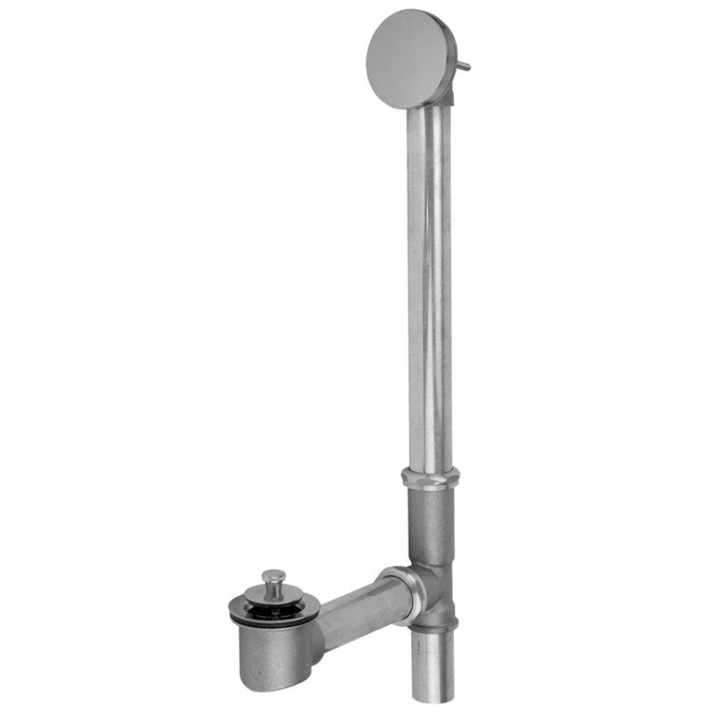 Tub Drain Bottom Outlet Lift & Turn with Faceplate Round Waste Satin Nickel Brass 6 Inch