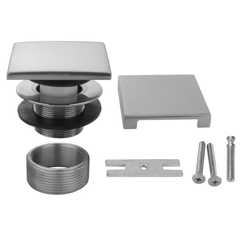 Tub Drain Square Top Toe Control with Square No Hole Faceplate Matte Black Brass 3 Inch