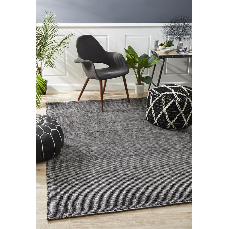 Allure Black Cotton Rayon Rug by Rug Culture – 280X190CM