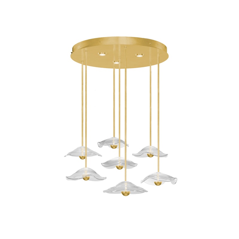 Embark 43″W Round Pendant Gold Leaf/Clear