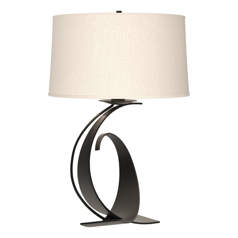 Fullered Impressions Large Table Lamp Black Flax Shade (SE)