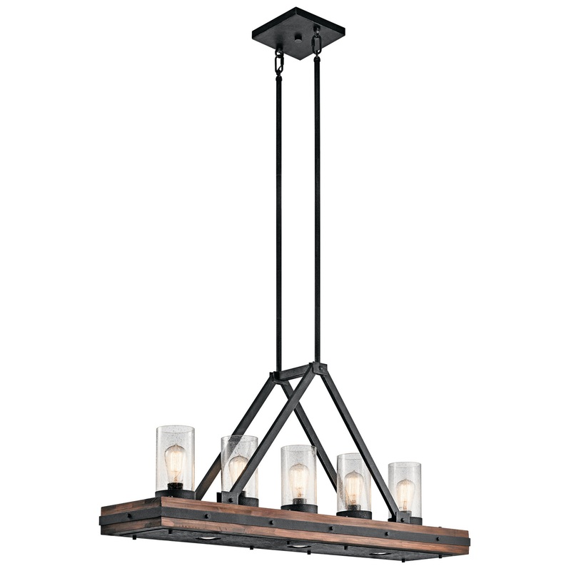 Kichler 43491AUB Eight Light Linear Chandelier, Auburn Stained