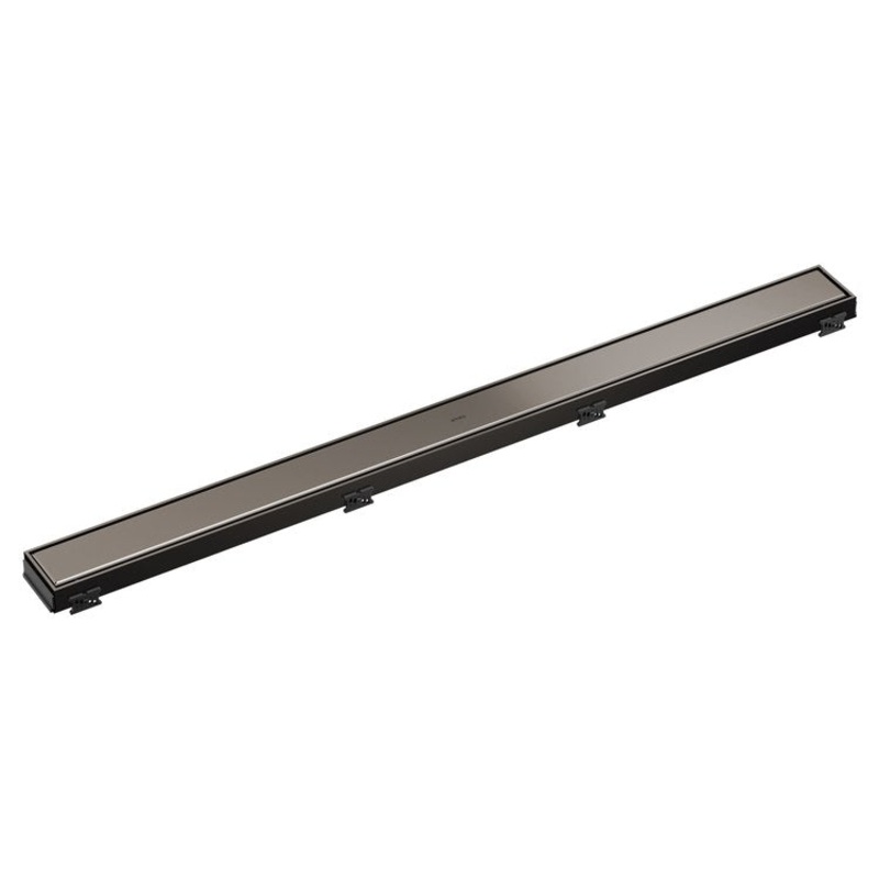 Linear Drain Reversible with Dual Grate Installation 36 Inch Brilliance Black Onyx Stainless Steel for Rough-In BR73360