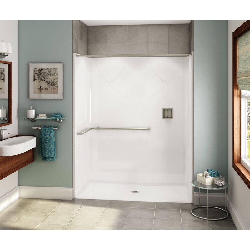 MAAX 106072-000-002-113 OPS-6030-RS – ADA L-Bar AcrylX Alcove Center Drain One-Piece Shower in White