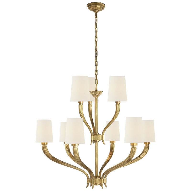 Nine Light Chandelier from the Ruhlmann Collection in Antique-Burnished Brass Finish by Visual Comfort Signature