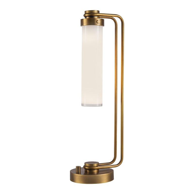 One Light Table Lamp from the Wynwood Collection in Vintage Brass/Glossy Opal Glass Finish by Alora