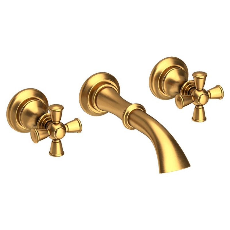 Sutton Two Handle Wall-Mount Bathroom Faucet with Cross Handles – Satin Gold PVD