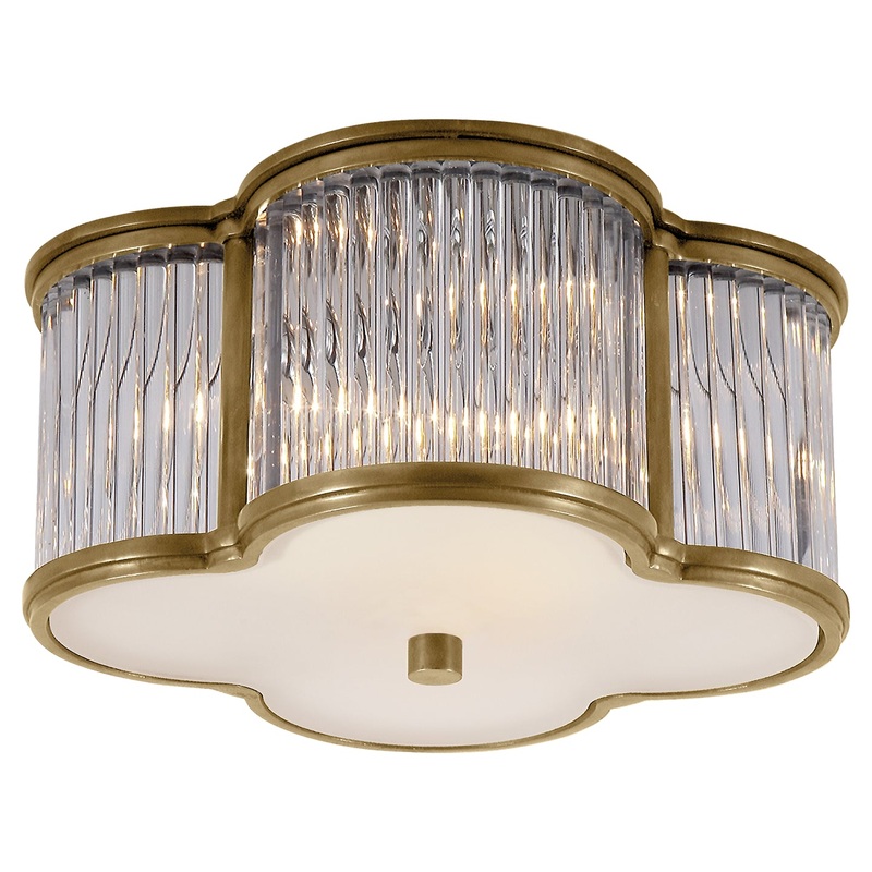Two Light Flush Mount from the Basil Collection in Natural Brass With Clear Glass Finish by Visual Comfort Signature