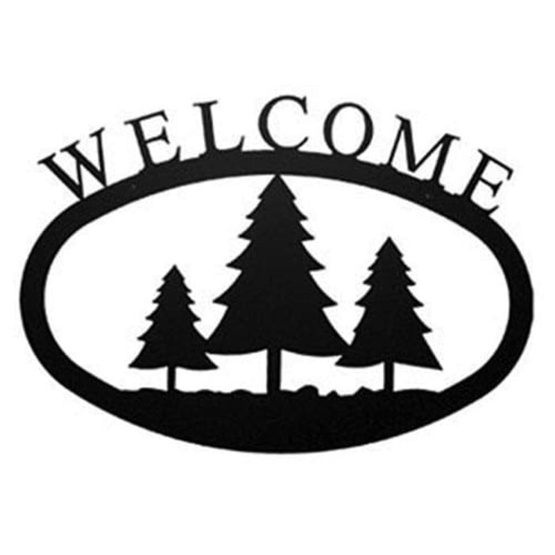 Village Wrought Iron WEL-20-L Pine Trees Welcome Sign Large