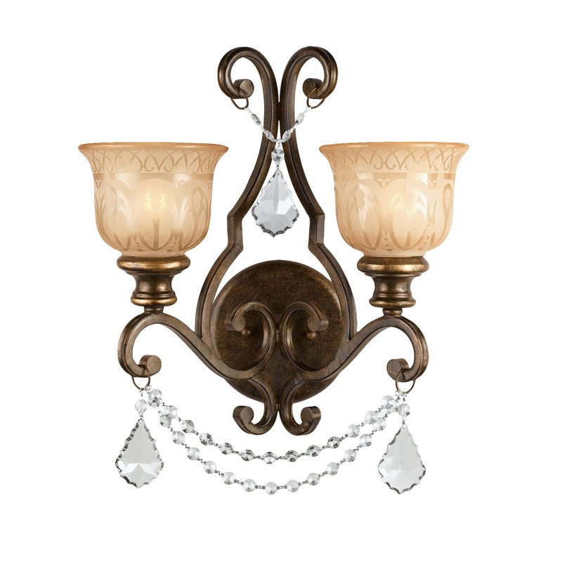 Crystorama 7502-BU-CL-S Norwalk Two Light Wall Sconce Bronze Umber