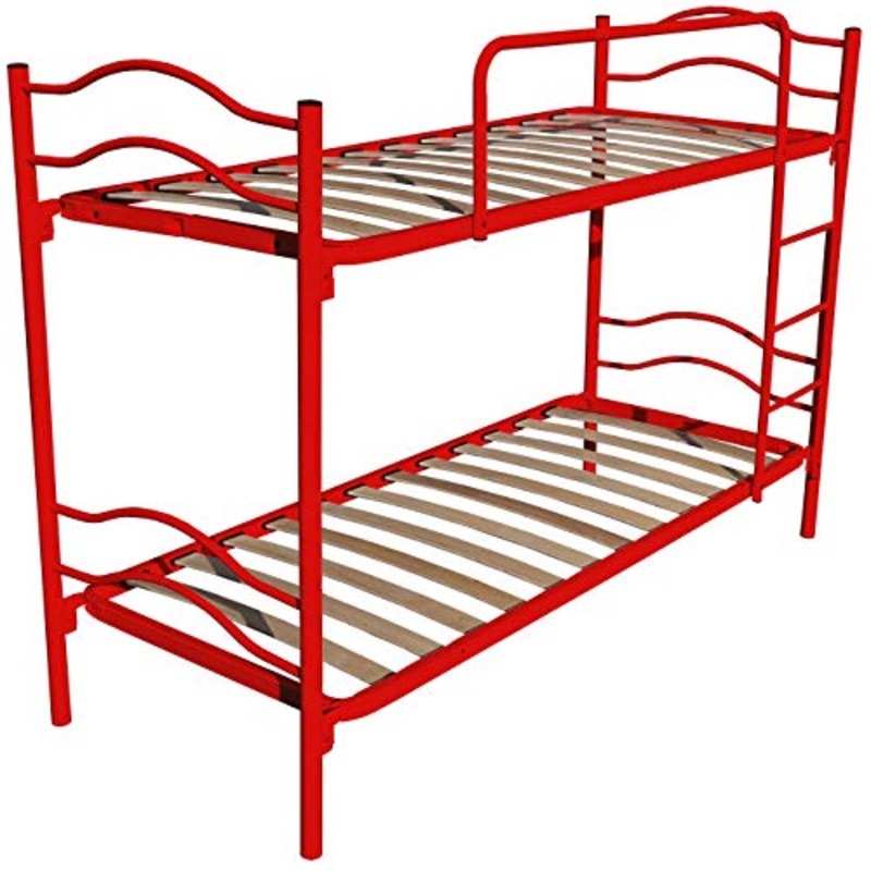 DOLCI SOGNI Letto a Castello per Adulti e Bambini 205×80 cm Altezza 150 cm, Colore Rosso, Letti a Castello con 2 Rete Letto Singolo 80×190, Scomponibile in 2 Letti Singoli