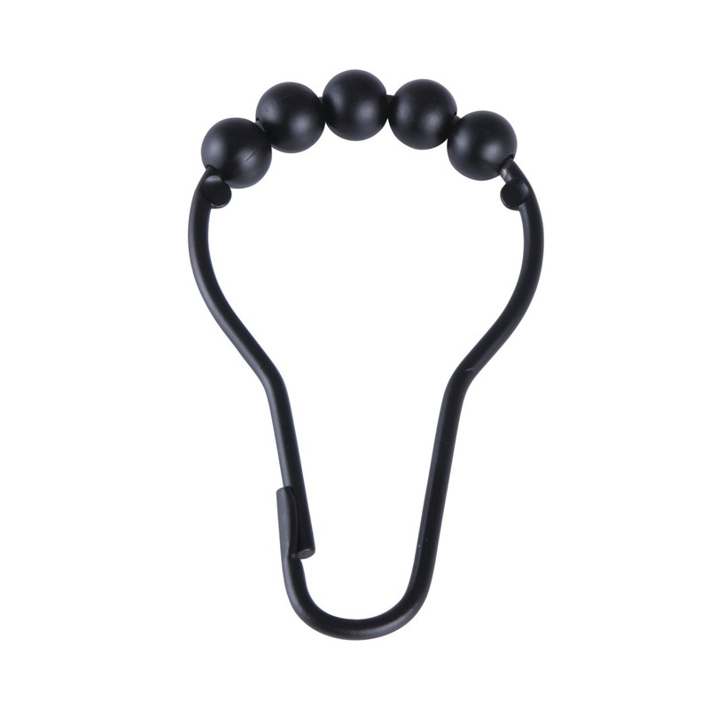 Edenscape SRCR120 Roller Ball Shower Curtain Rings (12 Pieces/Set), Matte Black