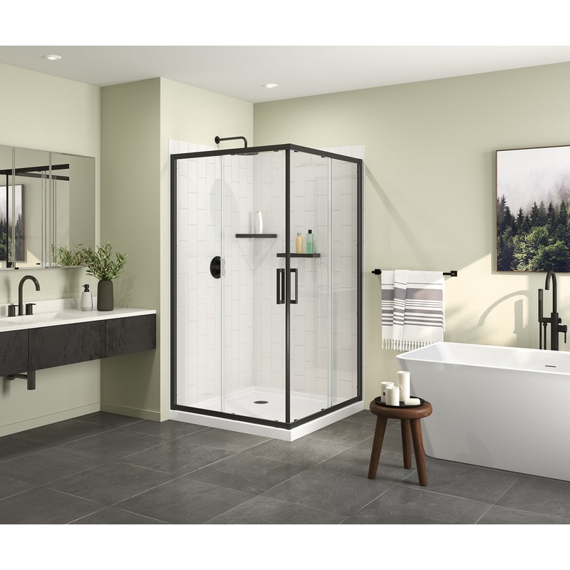MAAX 137451-900-340-000 Radia Square 42 x 42 x 71  in. 6 mm Sliding Shower Door for Corner Installation with Clear glass in Matte Black