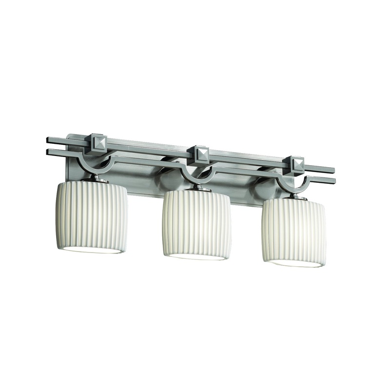 Three Light Bath Bar from the Limoges Collection in Brushed Nickel Finish by Justice Designs