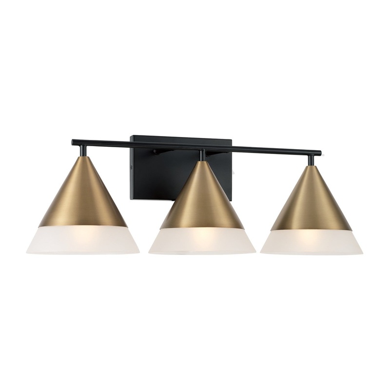 Three Light Vanity from the Avant Collection in Aged Brass and Black Finish by Capital Lighting