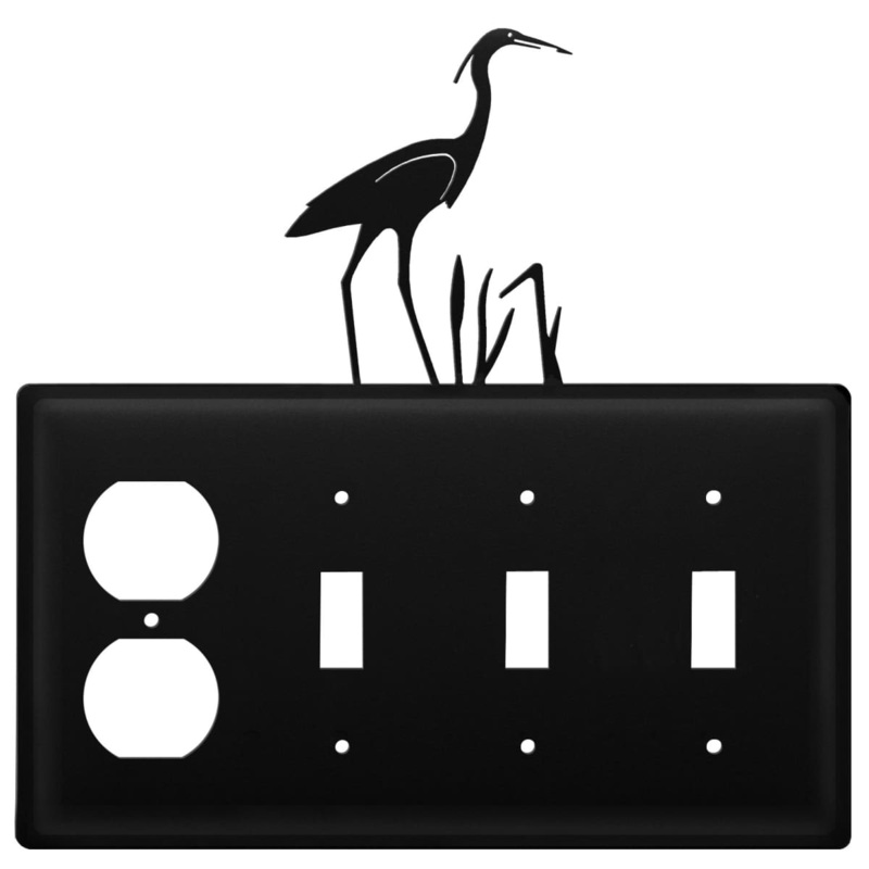 Village Wrought Iron EOSSS-133 Quad Heron Single Outlet and Triple Switch Cover CUSTOM Product