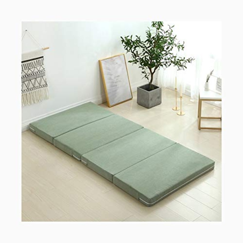 YANGLY Multifunzionale Materasso Pieghevole 5cm di Spessore Pieghevole for 4 Strati Traspirante E Lavabile (Color : Light Green, Size : 71x79inch)