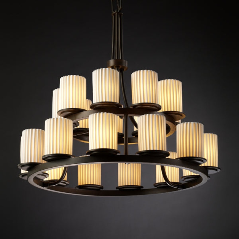 21 Light Chandelier from the Limoges Collection in Dark Bronze Finish by Justice Designs