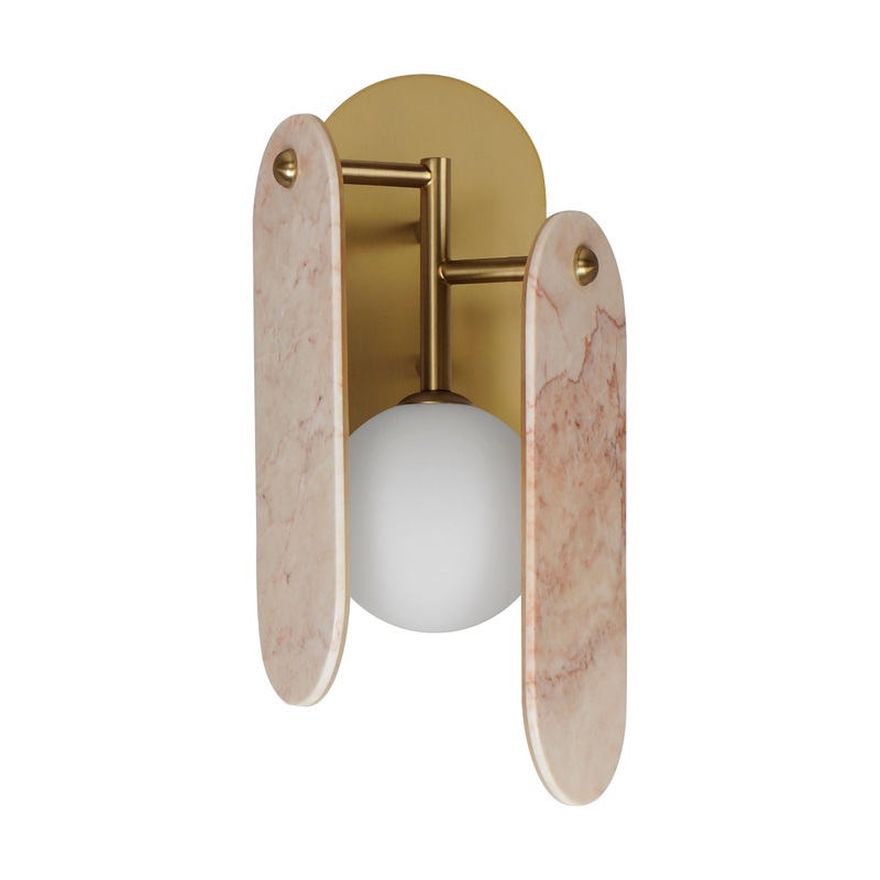Megalith LED Wall Sconce Natural Aged Brass Rose Jade