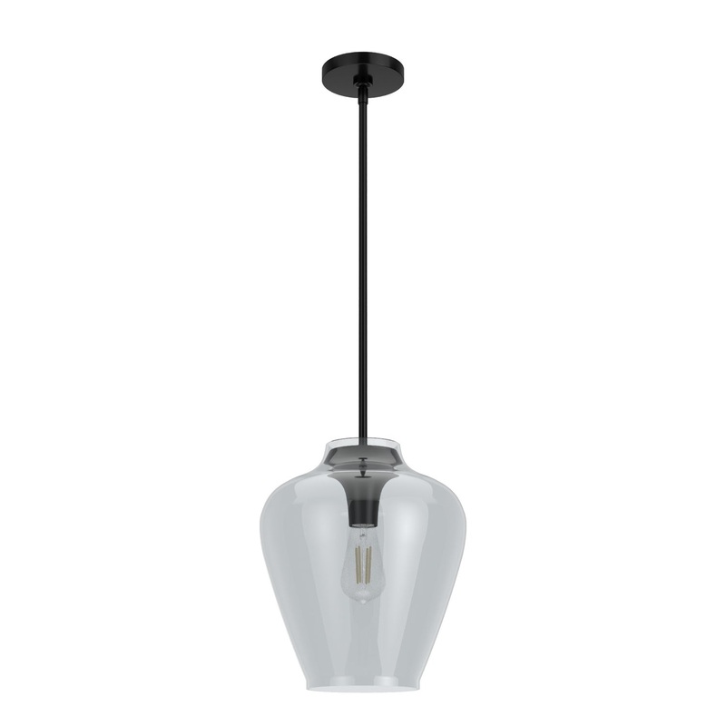 One Light Pendant from the Vidria Collection in Matte Black Finish by Hunter
