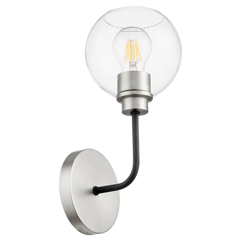 One Light Wall Mount from the Clarion Collection in Textured Black w/ Satin Nickel Finish by Quorum