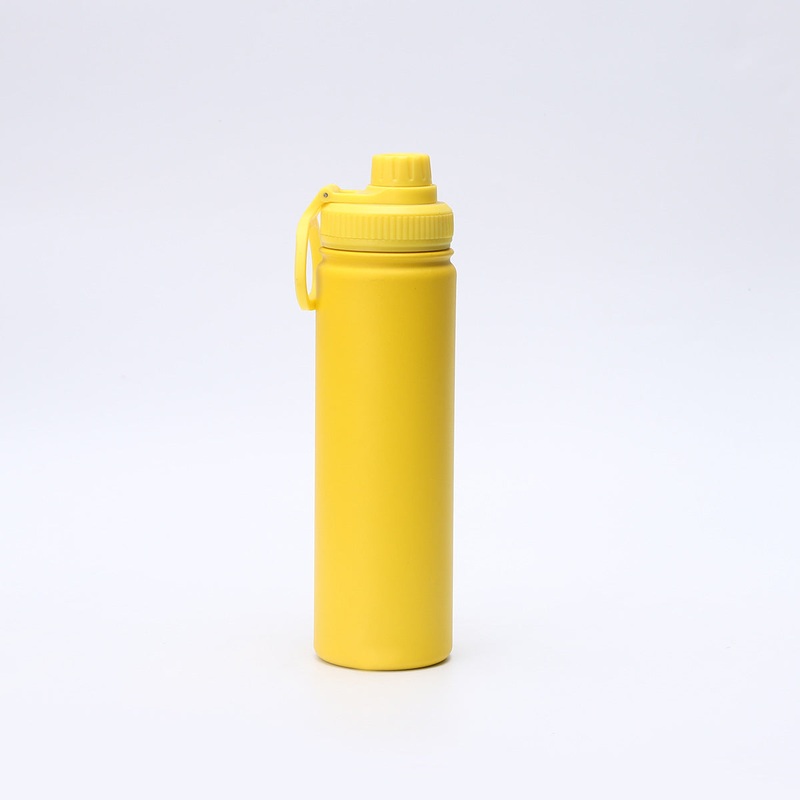 Yellow Portable Travel Thermos Bottle – Leakproof Stainless Steel Flask with Carry Handle (25oz – 750ml)
