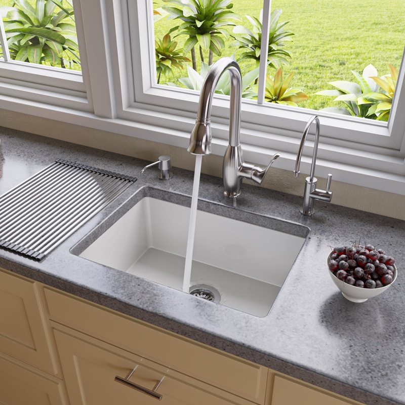 ALFI brand AB2317 23″ White Fireclay Undermount Kitchen Sink