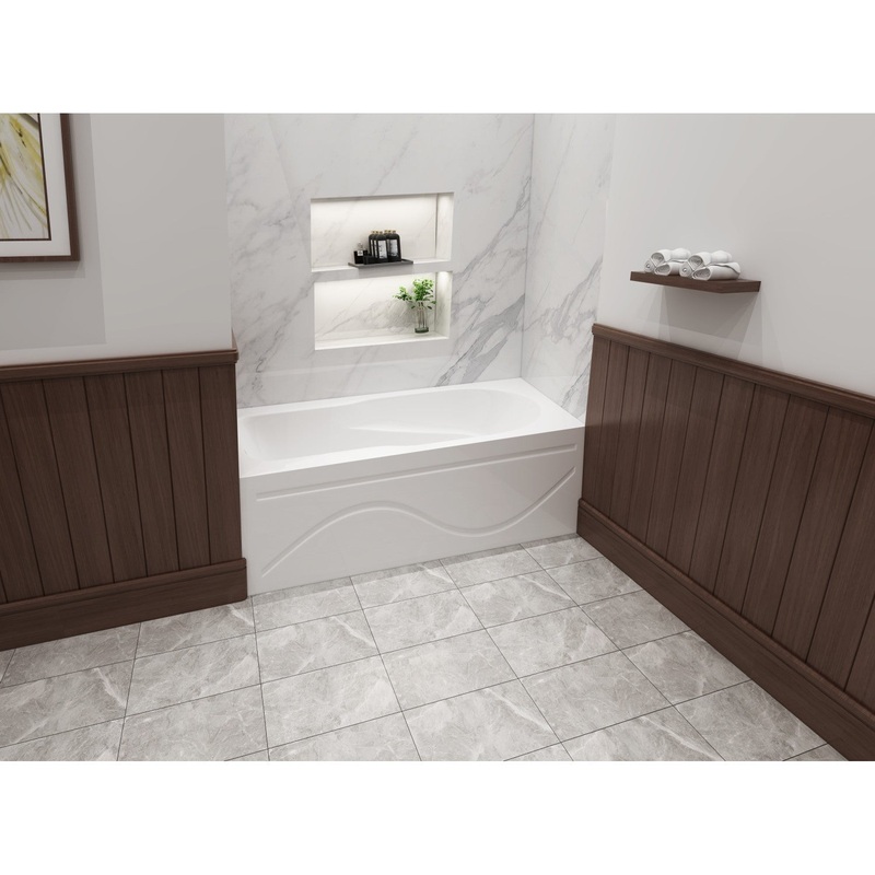 Aqua Eden VTAP603216L 60-Inch Acrylic Anti-Skid 3-Wall Alcove Tub with Left Hand Drain Hole, White