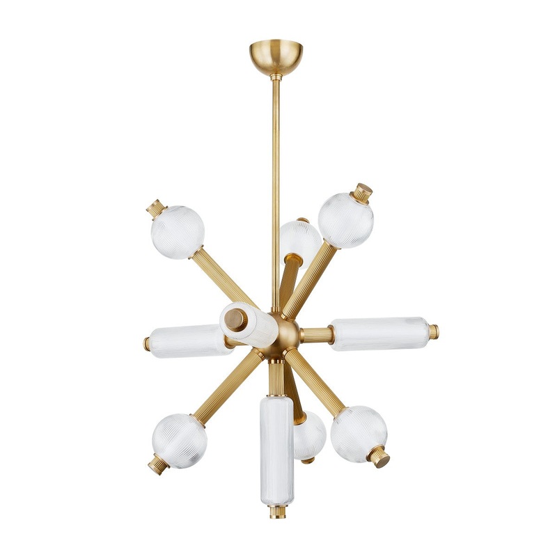 Corbett Lighting 452-36-VB Atom LED Chandelier Vintage Brass