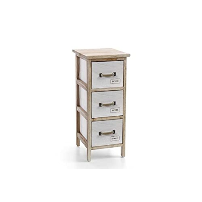 GICOS IMPORT EXPORT SRL Mobile cassettiera in Legno Marrone 3 cassetti Decoro Home 26 * 32 * 62 cm Shabby Chic EDT-793431