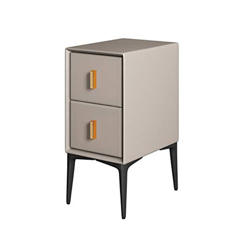 JKGHK Comodino in Legno Massello con 2 Cassetti, Tavolino Laterale Piccolo con Portaoggetti, Schedario, Ripiani per Archiviazione per Ufficio in Casa,Light Gray