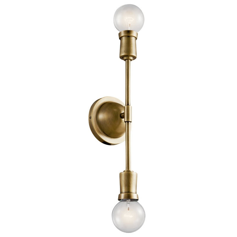 Kichler 43195NBR Two Light Wall Sconce, Natural Brass